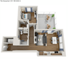 822 square foot 1 bedroom